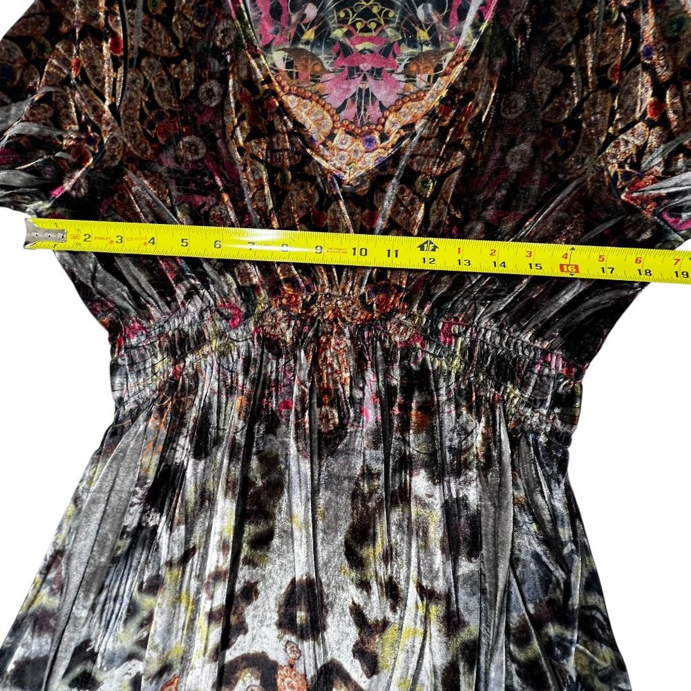 NWT Velvet Tunic Top Boho V-Neck Elastic Waist Scalloped Sequin Sparkles Med - Picture 15 of 16